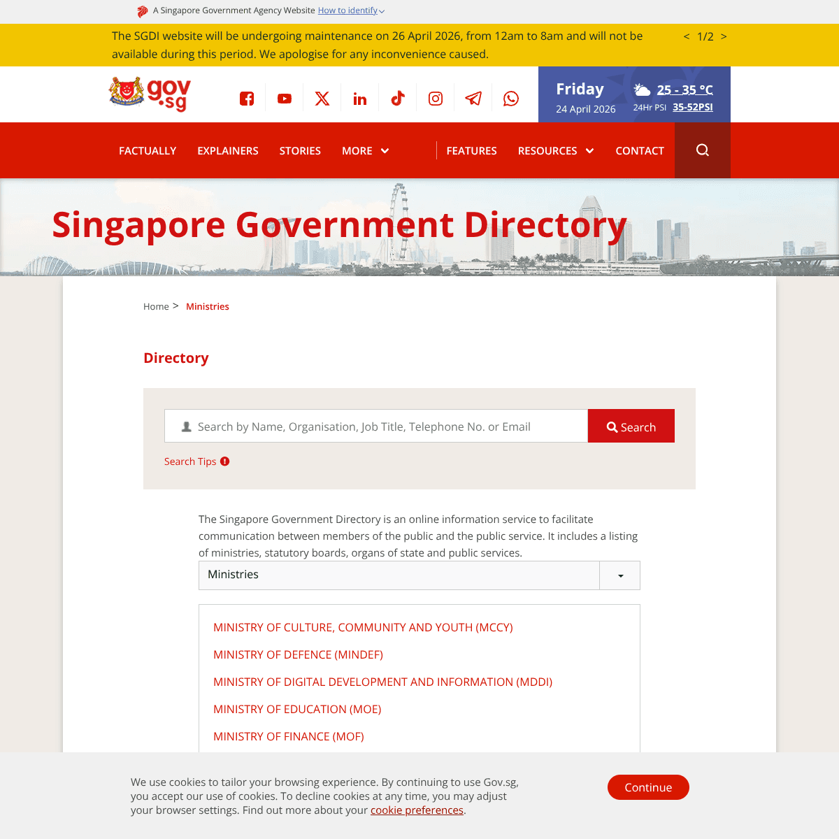 Singapore Government Directory (SGDI) — preview